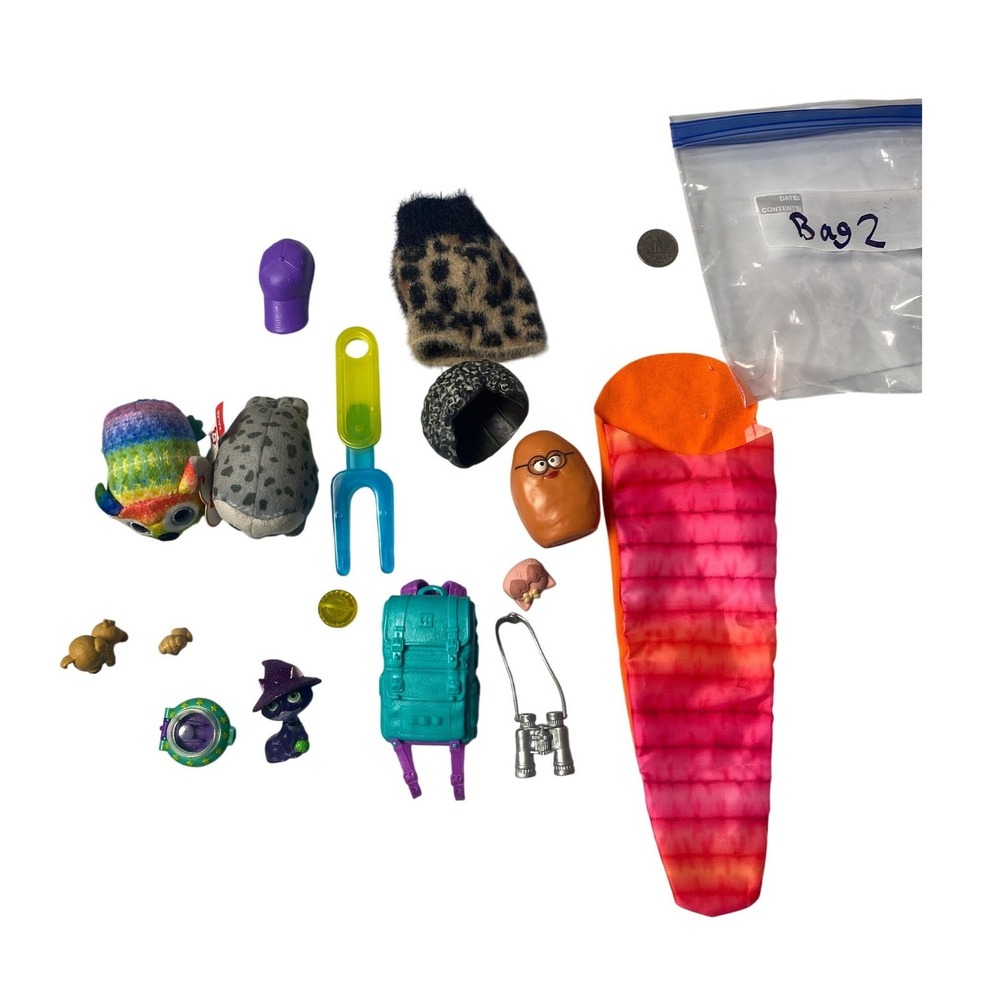 Mixed Doll Accessories Mini Figures Lot Camping Sleeping Bag Backpack Binoculars